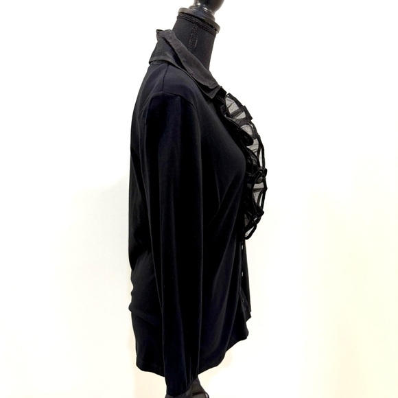 Boston Proper Black Ruffled Long Sleeve Blouse - Picture 2 of 5